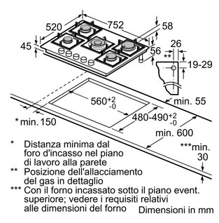 EP7A6QB20 Piano cottura a gas, 75 cm SIEMENS