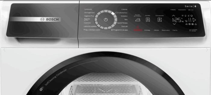 WQB235B0IT Bosch Serie 8, Asciugatrice a pompa di calore, 8 kg A+++